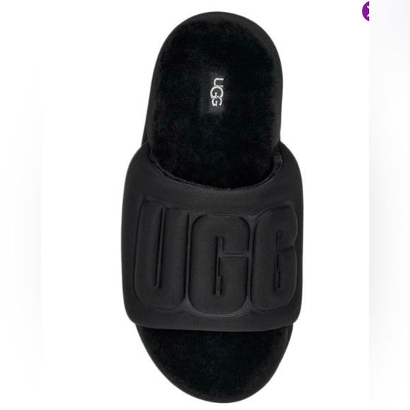 UGG Maxi Slide Logo Platform Puffer Sandals -Black -Women’s- NEW - Picture 4 of 7